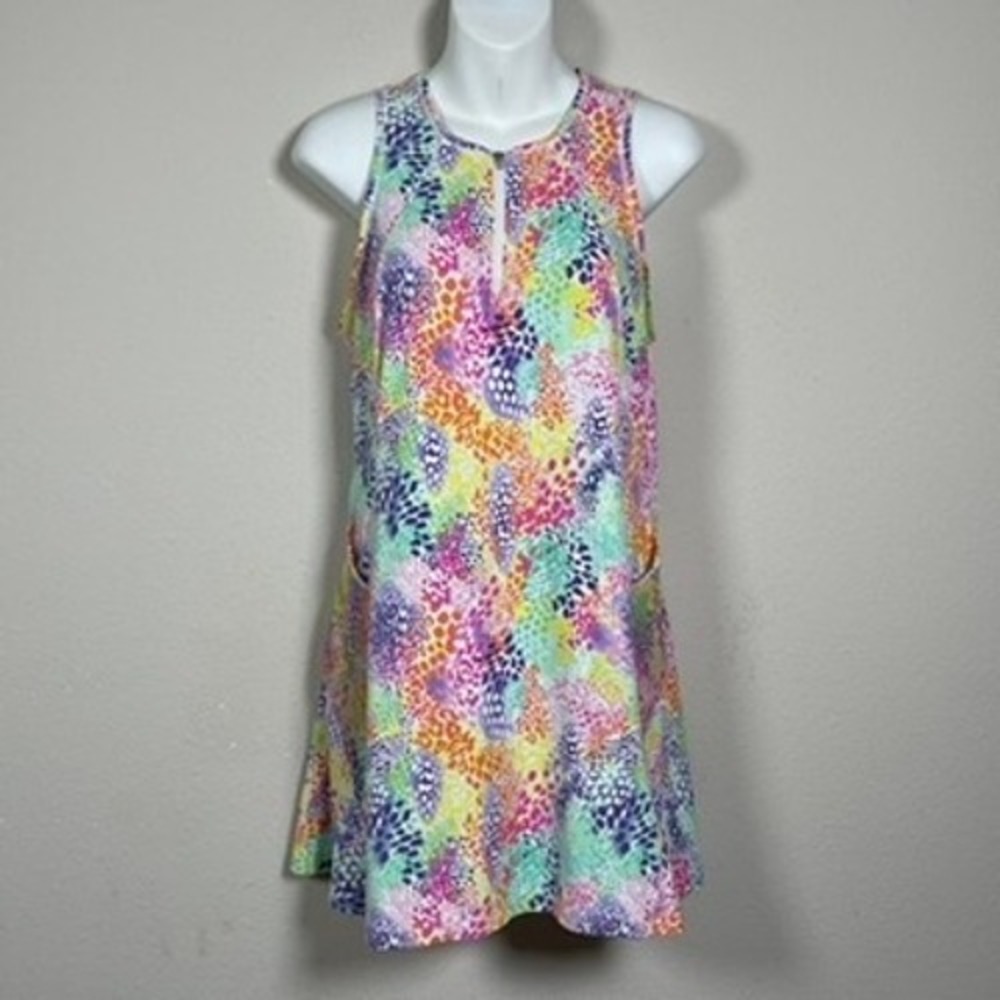 IBKÜL Sleeveless Golf Tennis Dress Women M Multi Color Abstract Animal Print UPF